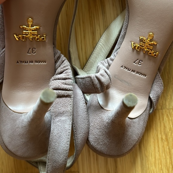 PRADA BLUSH SUEDE HEEL SANDAL - Picture 11 of 12